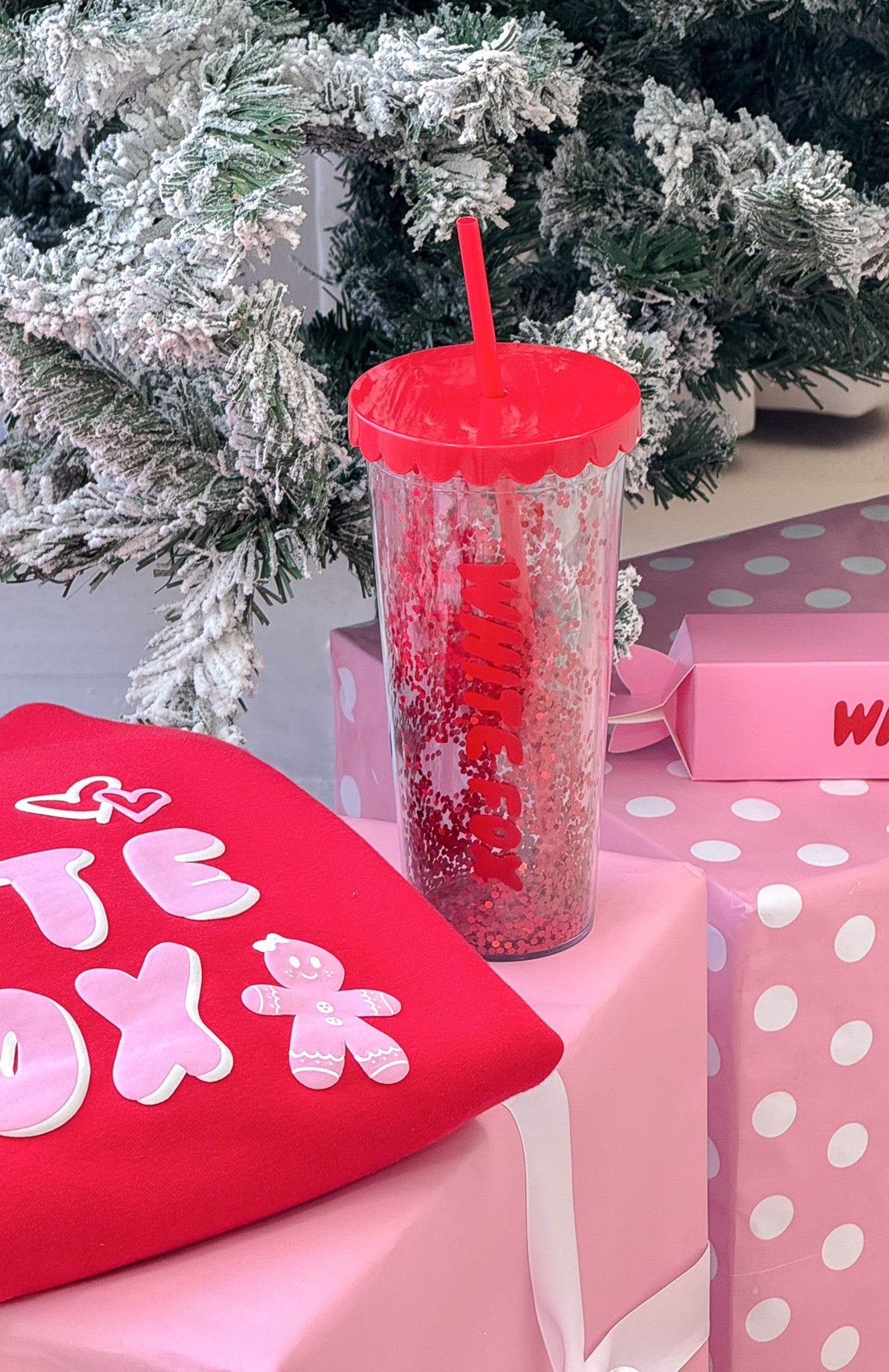 White Fox Kylen Tumbler 700ml Red Glitter
