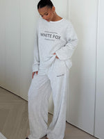 White Fox Leave Me Out Of It Waffle Wide Leg Sweatpants Grey Marle