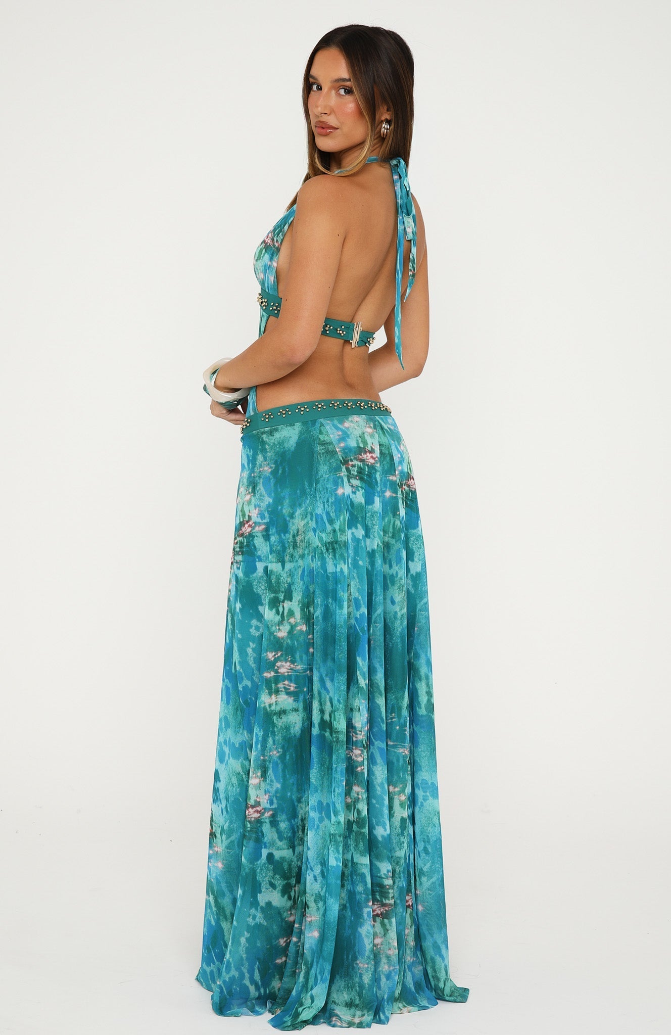 White Fox Lights Camera Action Maxi Dress Crystal Tide