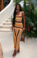 White Fox Linear Heat Knit Maxi Dress Honey Love