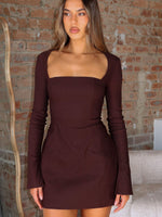 White Fox Living For Love Long Sleeve Mini Dress Chocolate