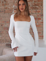 White Fox Living For Love Long Sleeve Mini Dress Off White