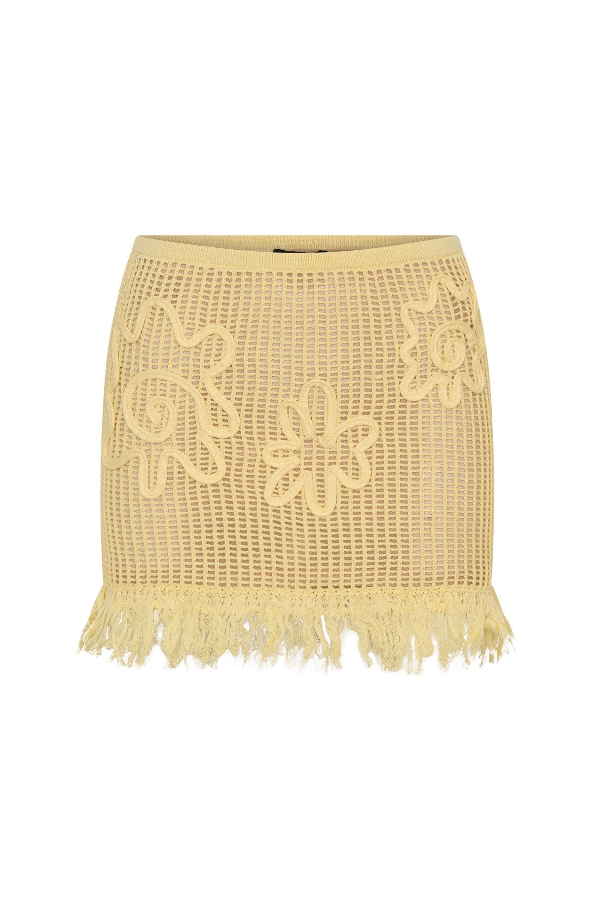 White Fox Living Loud Knit Mini Skirt Lemon