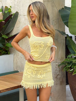 White Fox Living Loud Knit Mini Skirt Lemon