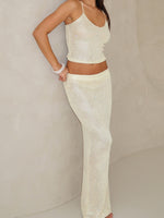 White Fox Star Shining Sequin Knit Maxi Skirt Lemon