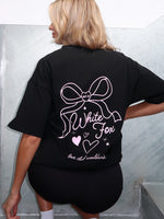 White Fox Love You Forever Oversized Tee Black