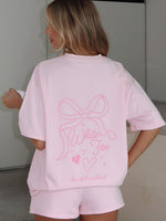 White Fox Love You Forever Oversized Tee Pink
