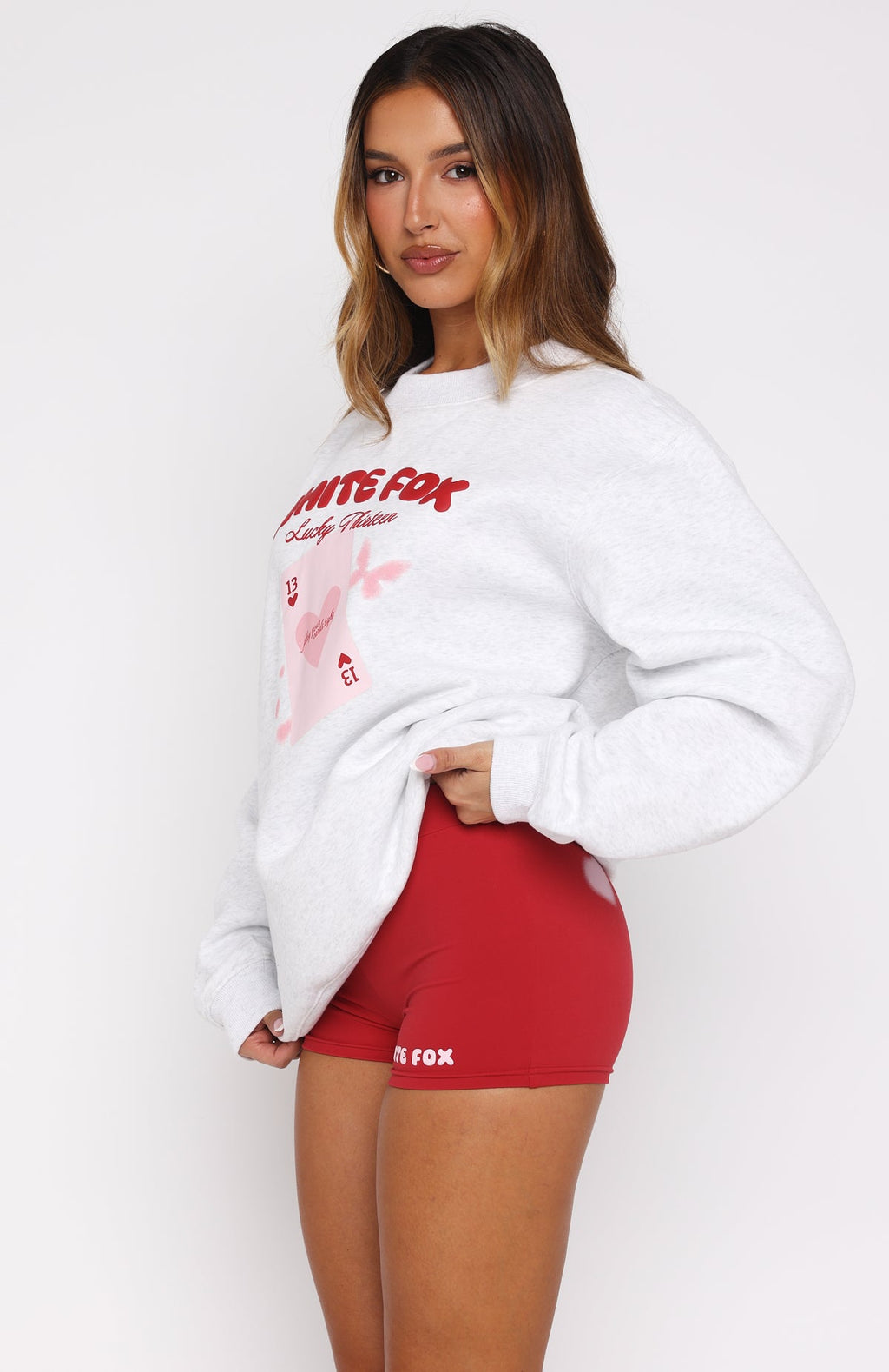 White Fox Lucky Thirteen Charise Booty Shorts Red
