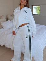 White Fox Lucky Thirteen Charise Wide Leg Sweatpants Grey Marle