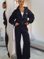 White Fox Lucky Thirteen Charise Wide Leg Sweatpants Navy