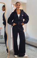 White Fox Lucky Thirteen Charise Wide Leg Sweatpants Navy