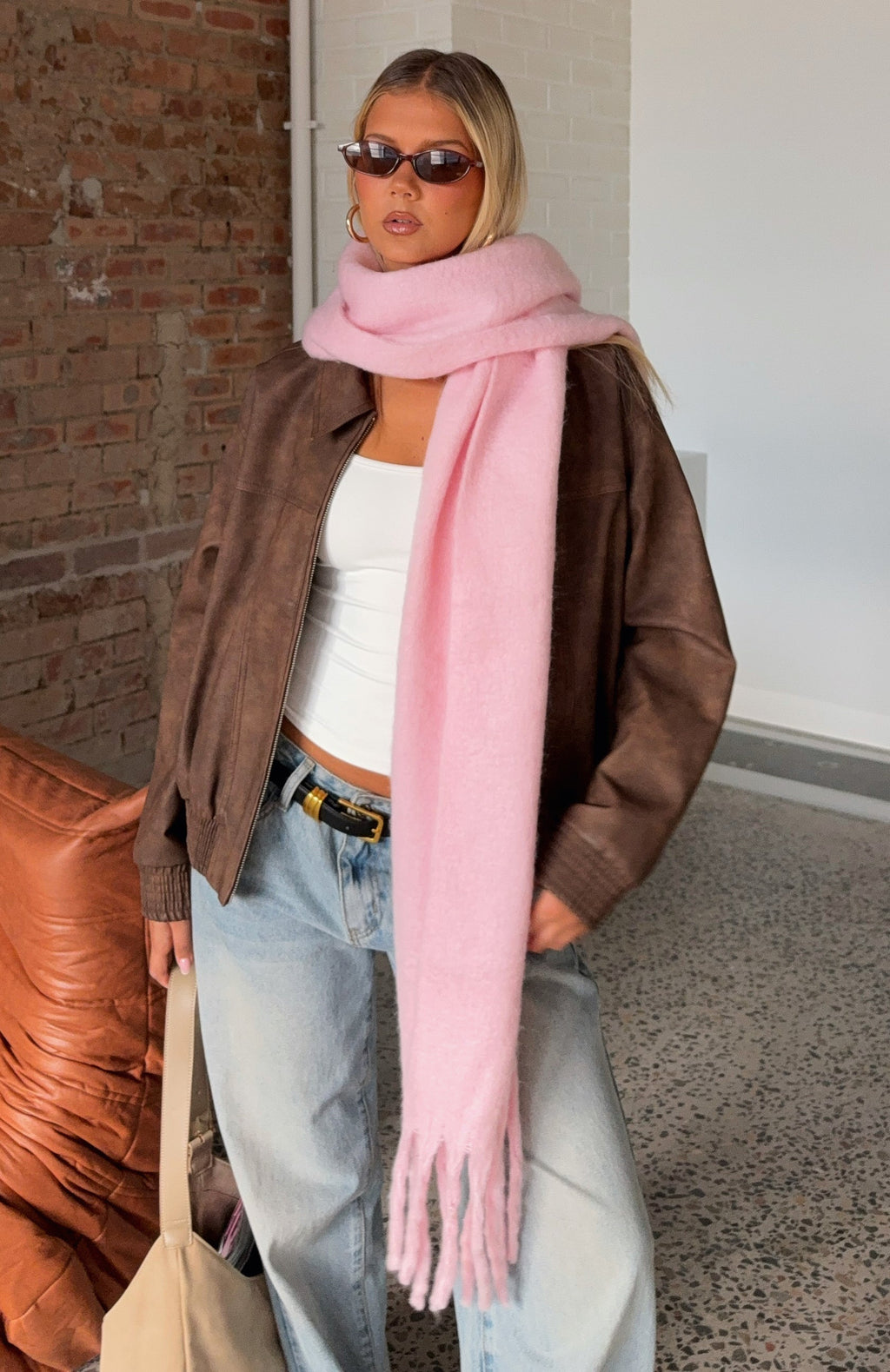 White Fox Luna Scarf Baby Pink