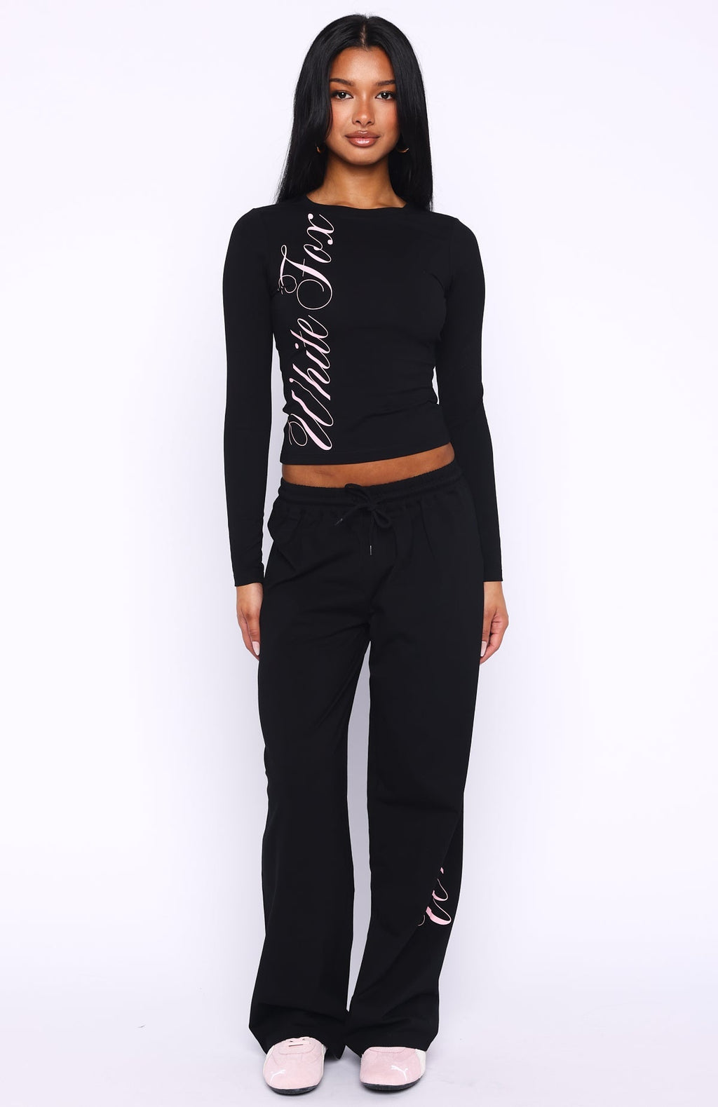 White Fox Luxurious Girl Track Pants Black