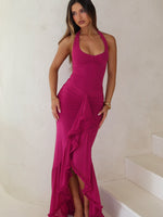 White Fox Main Character Energy Mesh Maxi Dress Fuchsia