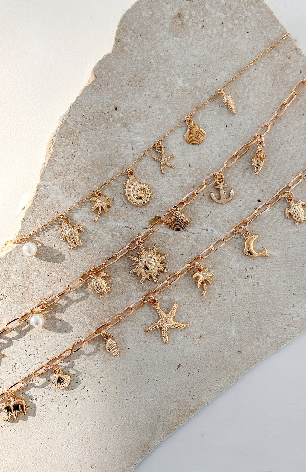 White Fox Mayer Necklace 3 Piece Set Gold