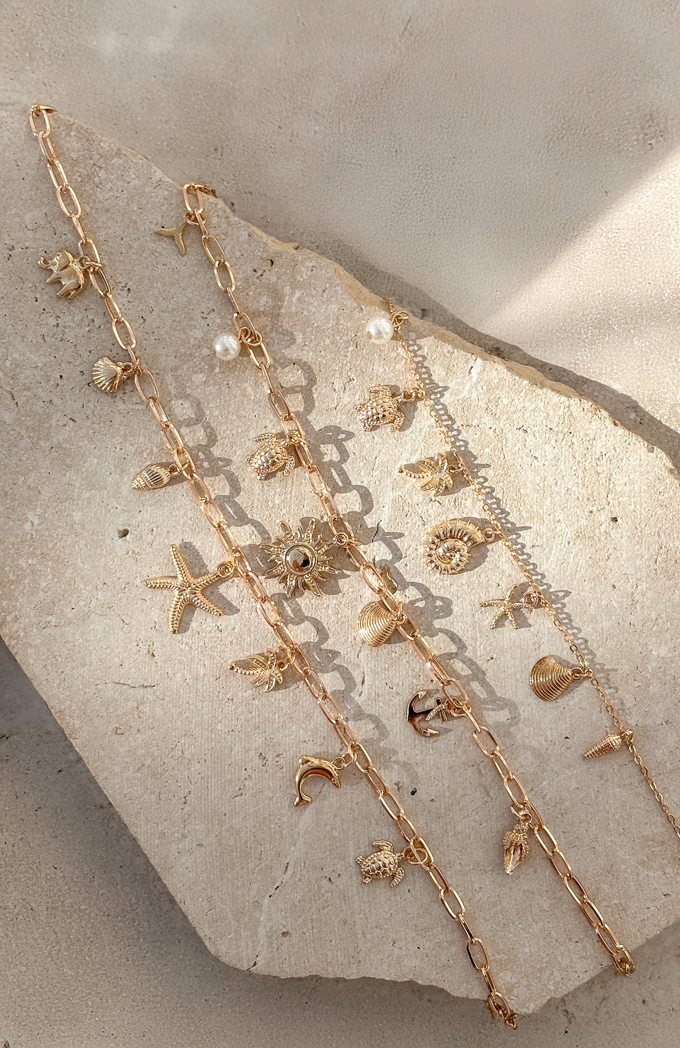 White Fox Mayer Necklace 3 Piece Set Gold