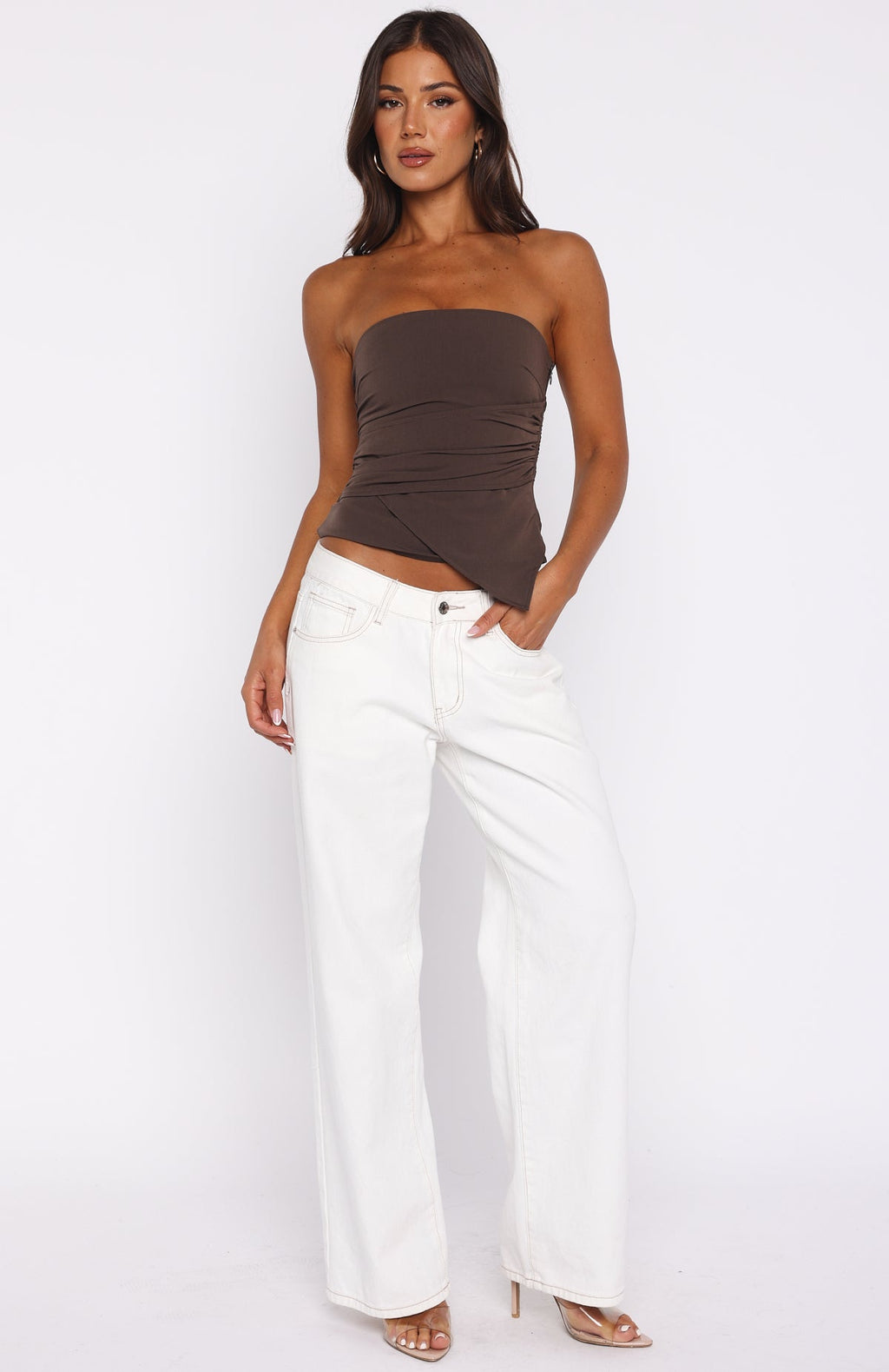 White Fox Midnight Ego Strapless Top Cocoa
