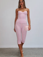 White Fox Vibe With Me Lace Capri Pants Baby Pink