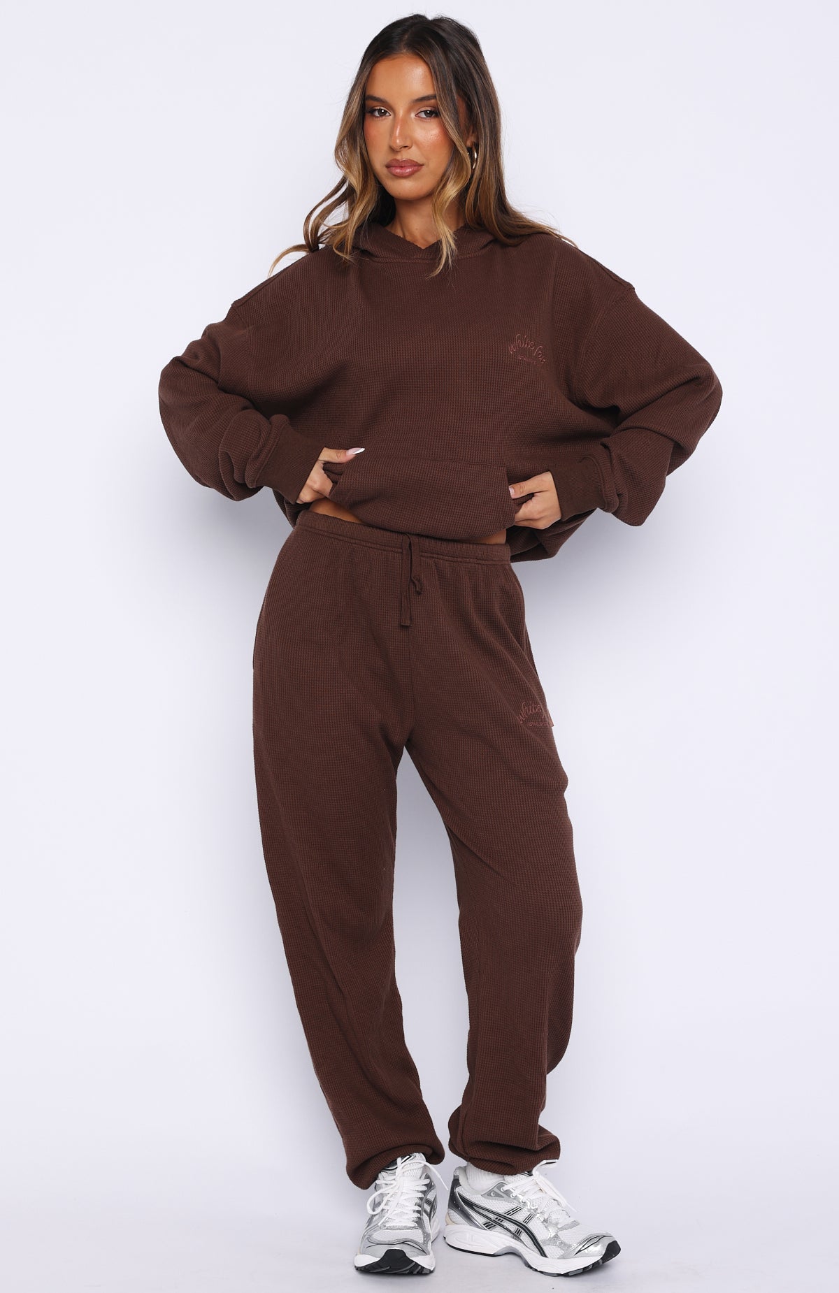 White Fox Moving Out Waffle Sweatpants Chocolate