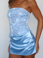 White Fox My Time Is Now Strapless Mini Dress Blue