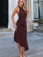 White Fox Night Hustle Halter Midi Dress Burgundy