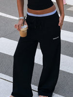 White Fox Off The Field Double Waistband Wide Leg Sweatpants Black