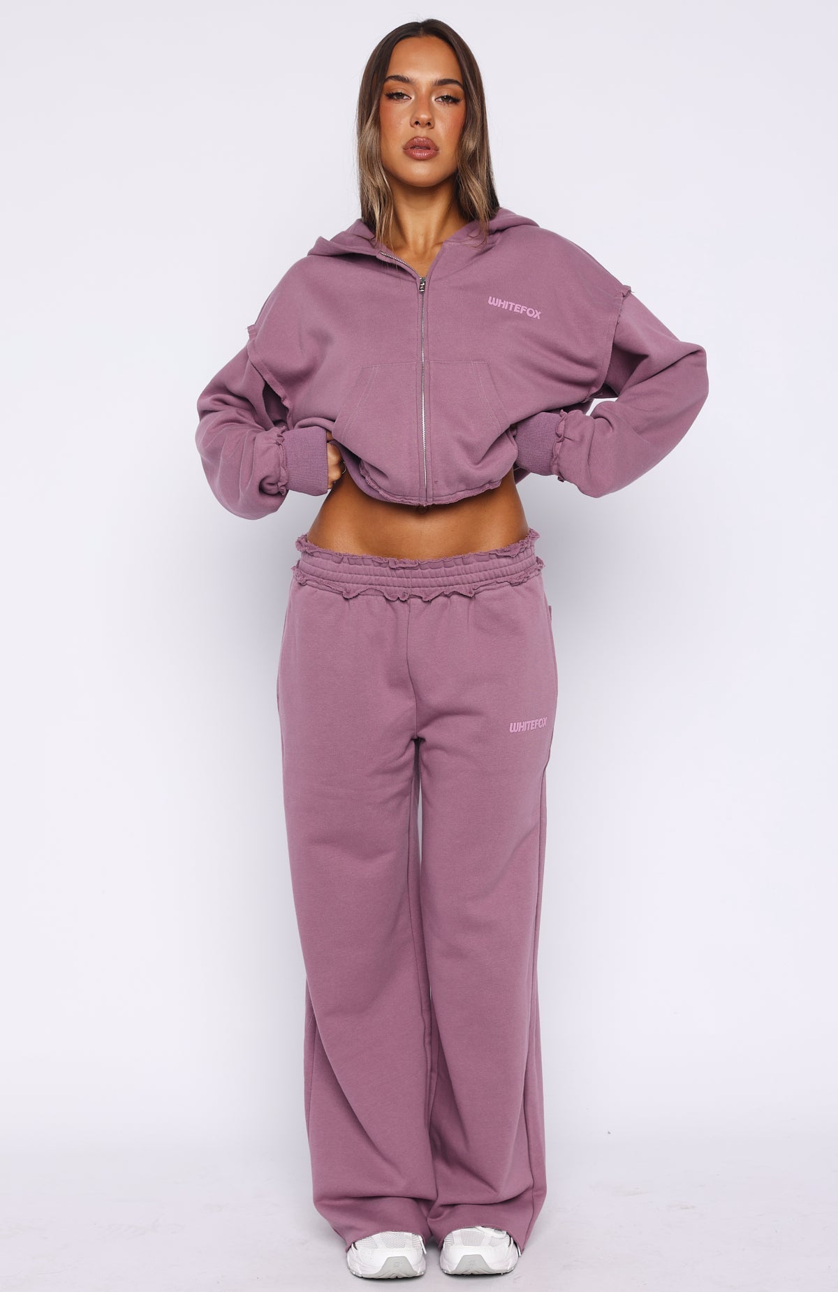 White Fox On My Own Terms Wide Leg Sweatpants Dusty Plum