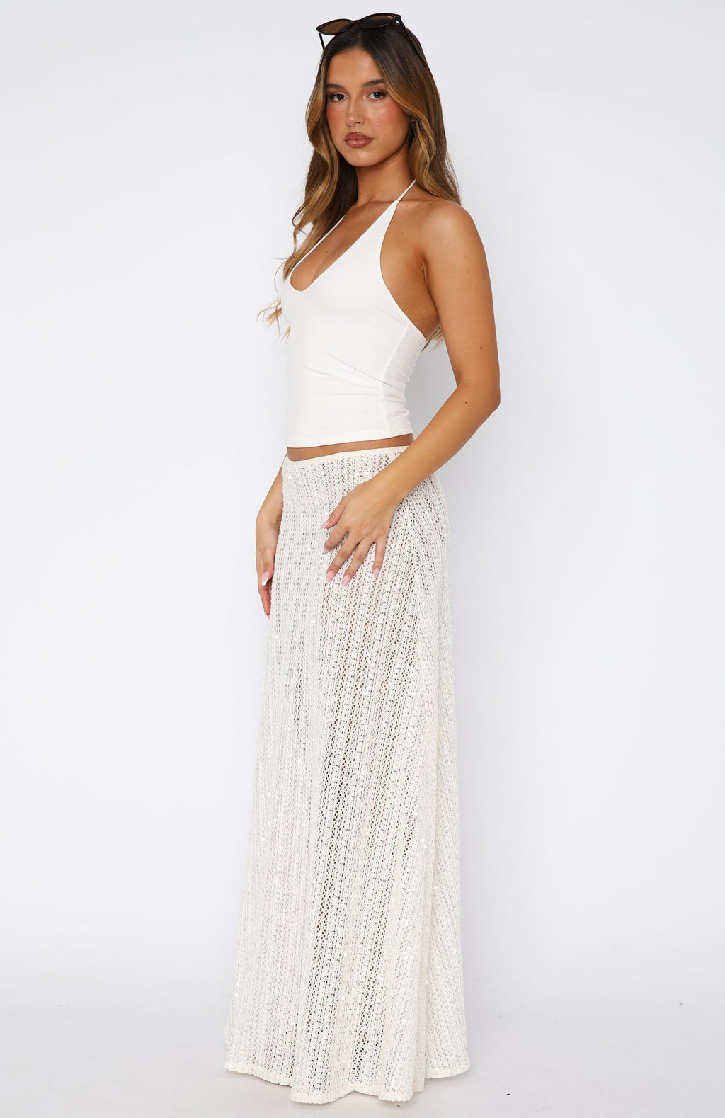 White Fox Beach Bound Maxi Skirt Pearl