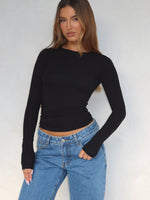 White Fox Only For Tonight Long Sleeve Top Black
