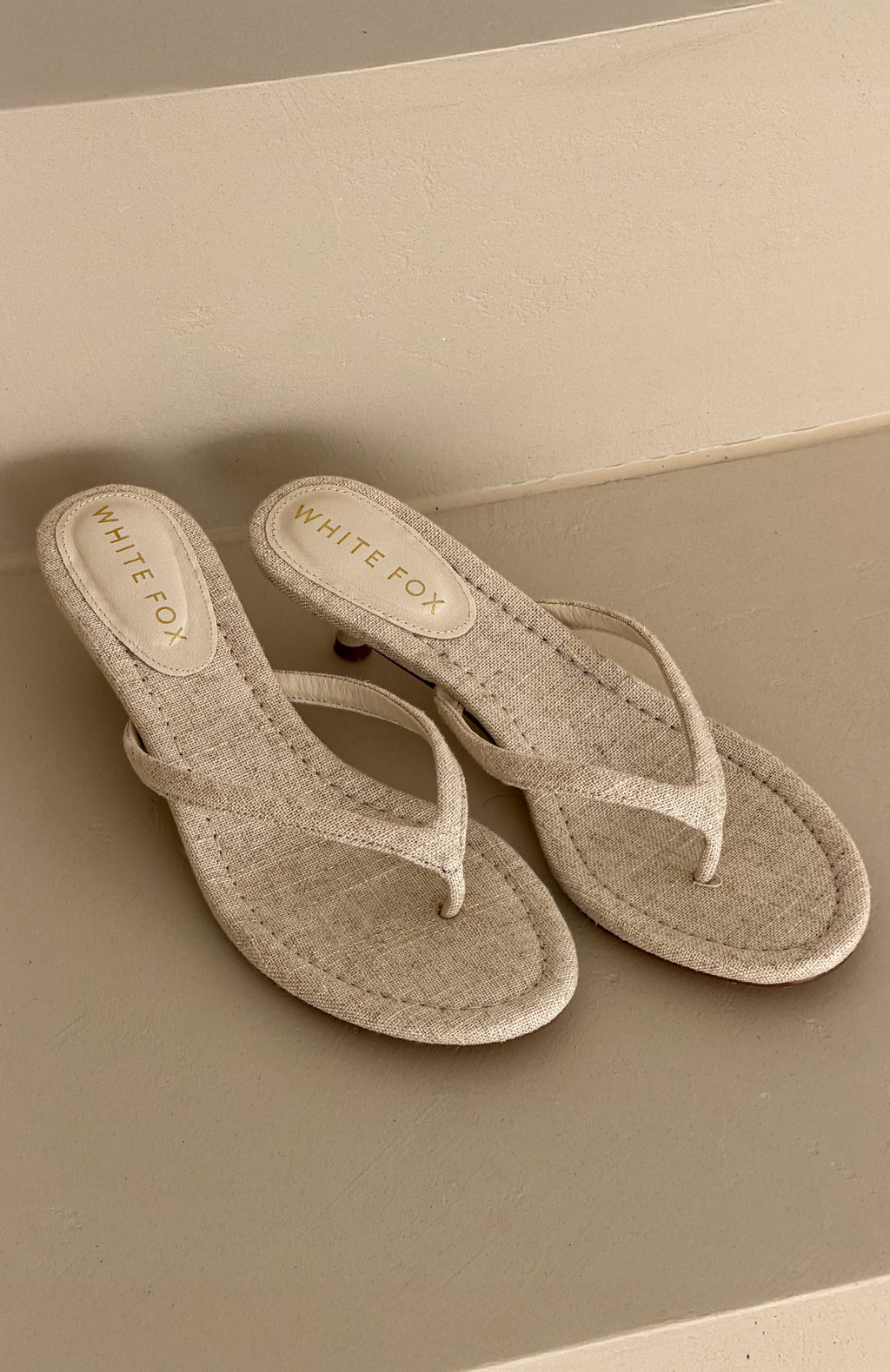 White Fox Orion Thong Kitten Mules Oat