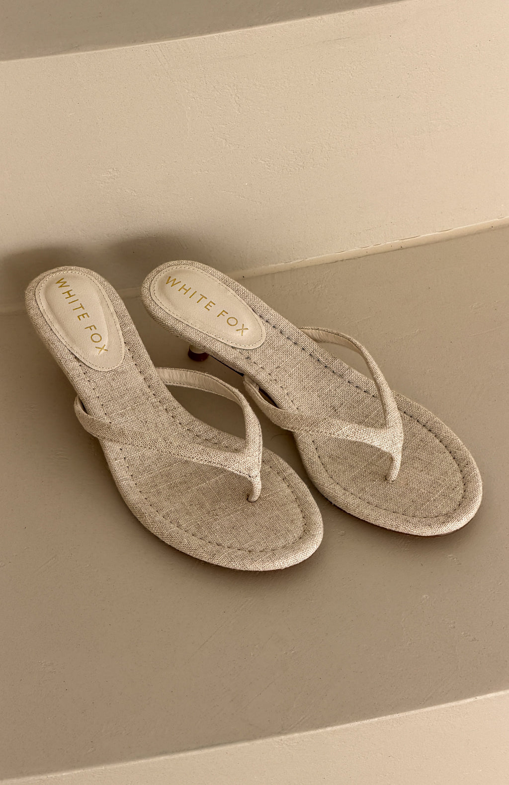 White Fox Orion Thong Kitten Mules Oat