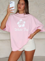 White Fox Own Your Glow Oversized Tee Pink