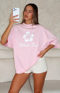 White Fox Own Your Glow Oversized Tee Pink