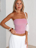 White Fox Passing By You Strapless Top Pink