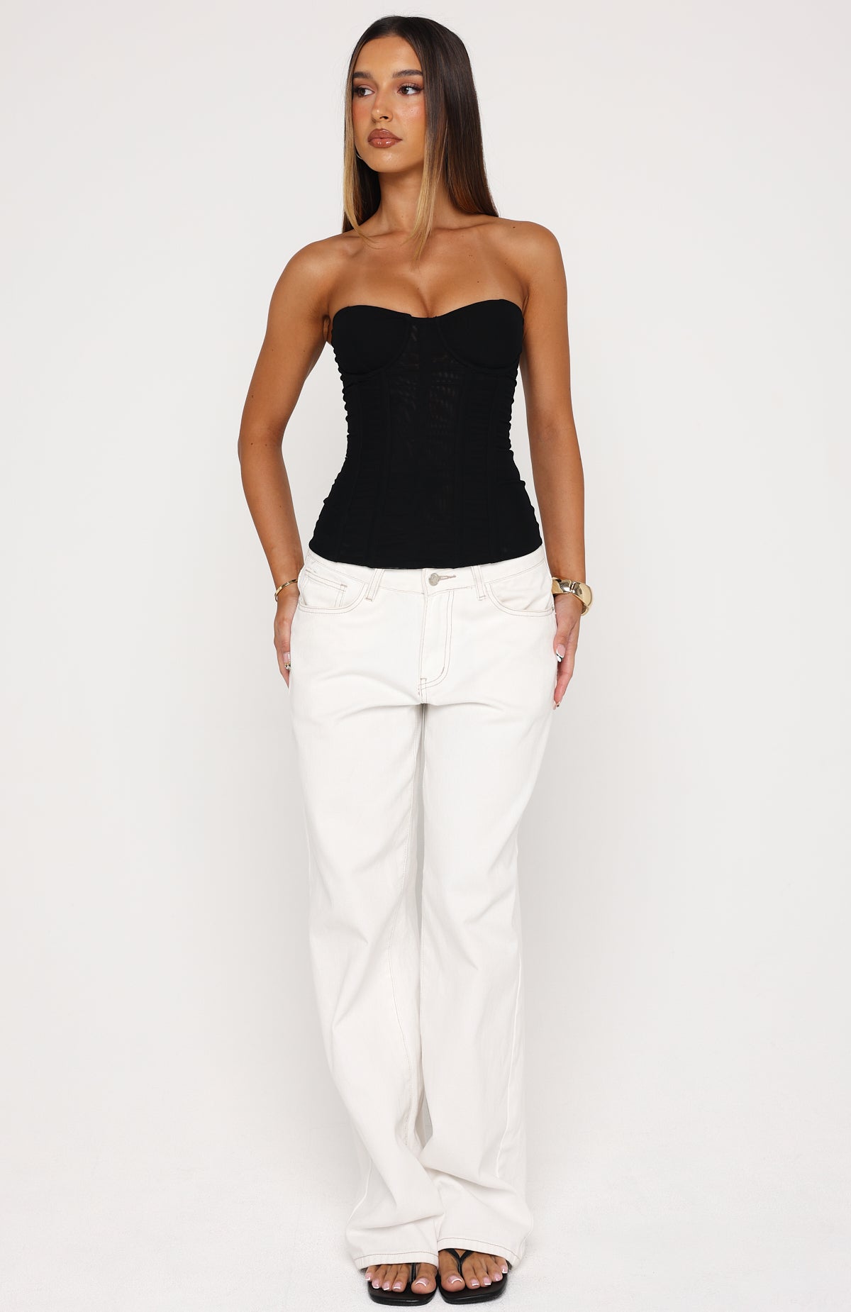 White Fox Pinky Promise Strapless Bustier Black