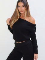 White Fox Please Be Mine Knit Sweater Black