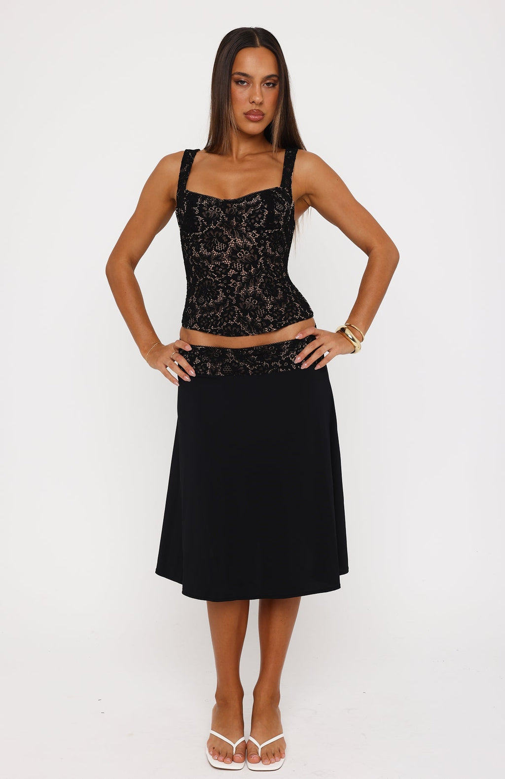 White Fox Promises Kept Lace Bustier Black