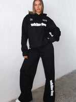 White Fox Ready To Go Wide Leg Sweatpants Black