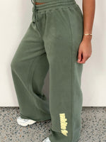 White Fox Ready To Go Wide Leg Sweatpants Khaki
