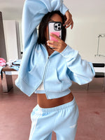 White Fox Release 15 Asalia Boxy Zip Front Hoodie Blue