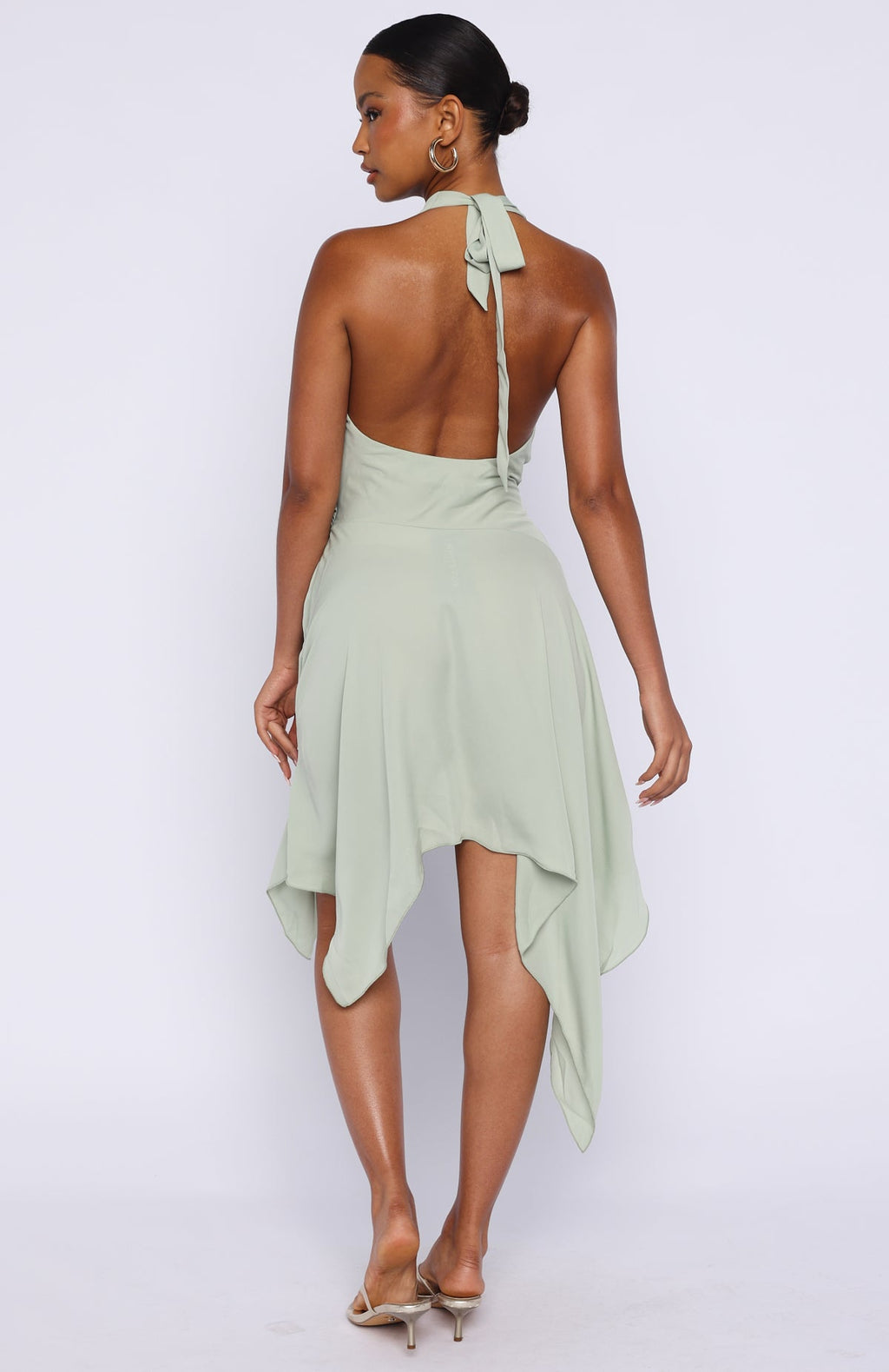 White Fox Reminiscing Halter Midi Dress Mint