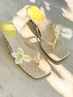 White Fox Rhea Orchid Thong Mules Lemon