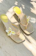 White Fox Rhea Orchid Thong Mules Lemon