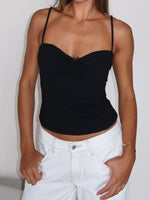 White Fox Riding the Wave Bow Trim Top Black