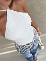 White Fox Rough Love Fringe Top Cream