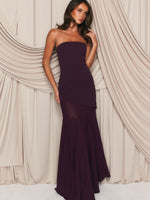White Fox Sending My Best Strapless Maxi Dress Burgundy