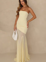 White Fox Sending My Best Strapless Maxi Dress Lemon