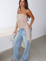 White Fox Sheer Intent Strapless Top Nude