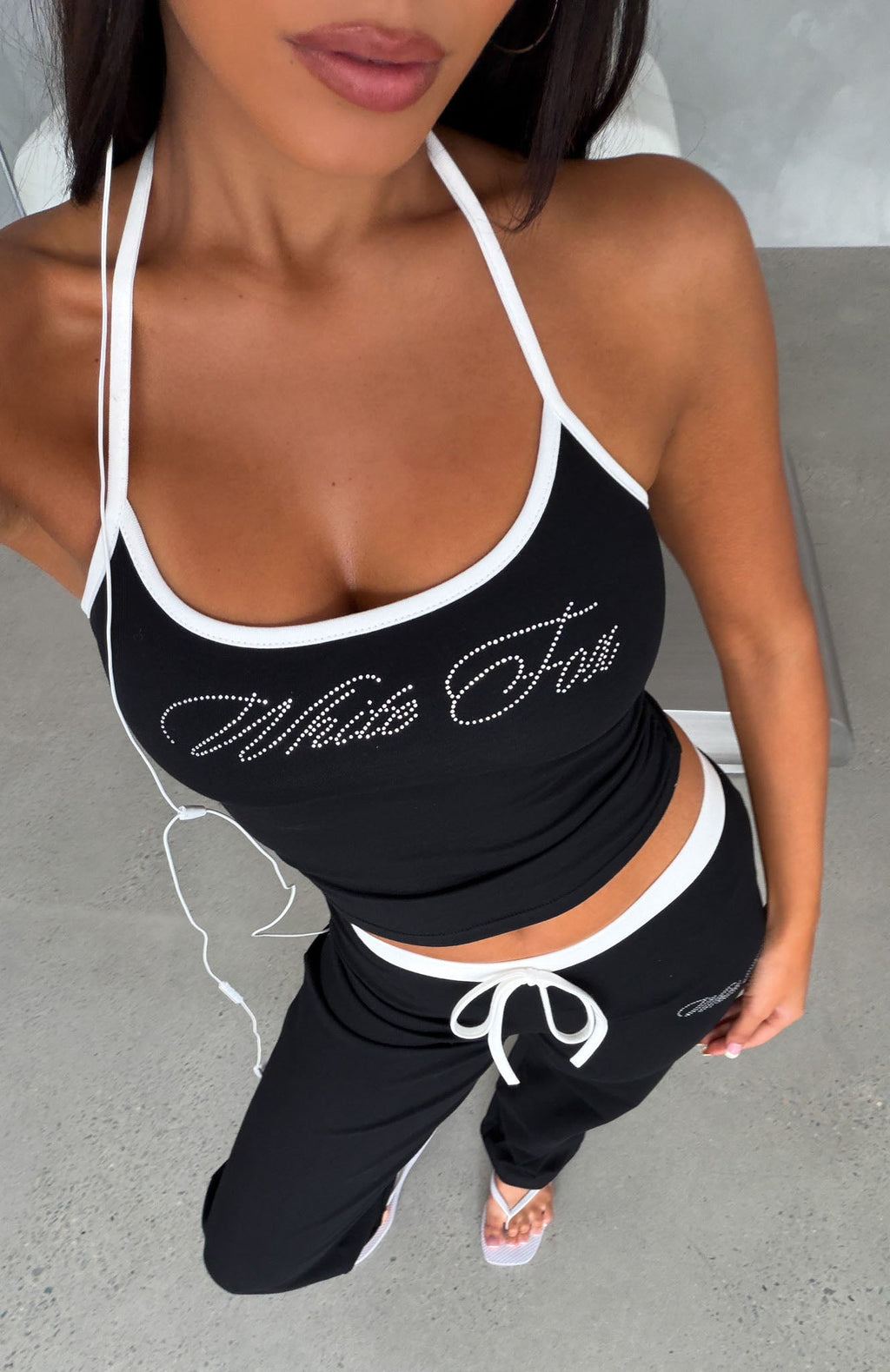 White Fox She's A Princess Halter Top Black