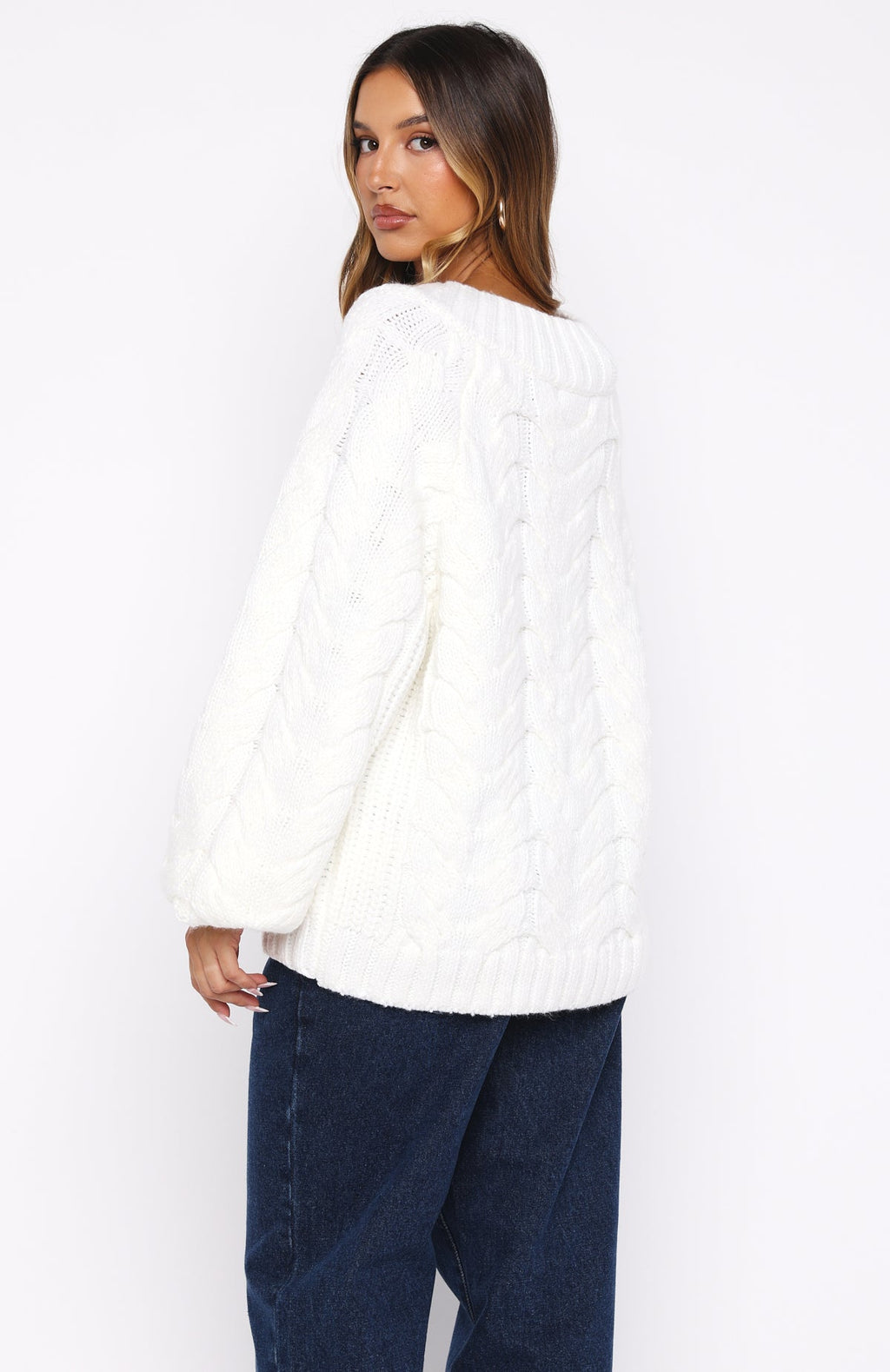 White Fox Showfern Knit Sweater Off White